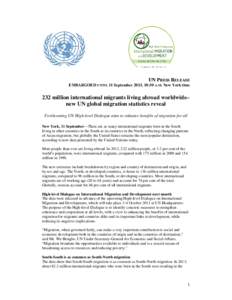 Microsoft Word - UN press release_International Migration Figures_EMBARGOED until 11 September 2013_FINAL FINAL.doc