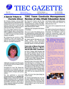 May, 2003 Editor: Laurie Henderson TIEC GAZETTE http://www.tiec.org http://www.tiec.org/pubs.htm