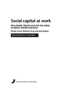 Social capital at work - Publications - Australian Institute of Family Studies (AIFS)