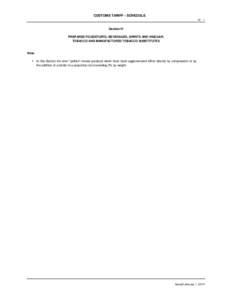 CUSTOMS TARIFF - SCHEDULE IV - 1 Section IV PREPARED FOODSTUFFS; BEVERAGES, SPIRITS AND VINEGAR; TOBACCO AND MANUFACTURED TOBACCO SUBSTITUTES