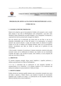 CGOnº 7/2013) – Punto 3.3 – Programa de Plurilingüismo.  Consejo de Gobierno - Sesión Ordinaria denº 7/13) – Punto 3.3. ANEXO 5  PROGRAMA DE APOYO AL PLAN DE PLURILINGÜISMO DE LA UCO