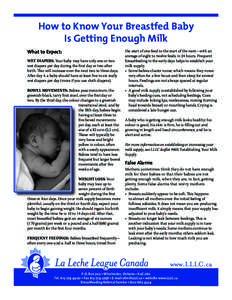 How to Know Your Breastfed Baby Is Getting Enough Milk What to Expect: WET DIAPERS: Your baby may have only one or two wet diapers per day during the first day or two after birth. This will increase over the next two to 