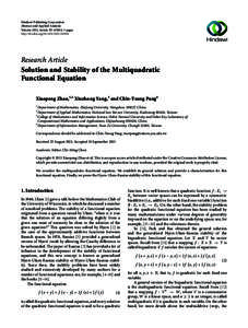 Mathematical analysis / Functional analysis / Elementary algebra / Themistocles M. Rassias / Hyers–Ulam–Rassias stability / Linear algebra / Cauchy–Rassias stability / Quadratic / Equation / Mathematics / Algebra / Functional equations