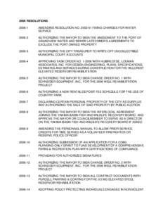 2006 RESOLUTIONS[removed]AMENDING RESOLUTION NO[removed]FIXING CHARGES FOR WATER SERVICE