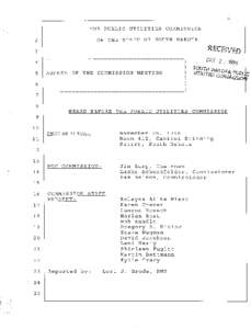 THE PUBLIC UTILITIES COMMISSION OF THE STATE OF SOUTH DAKOTA YGENDA OF THE COMMISSION MEETING  HEARD BEFORE THE PUBLIC UTILITIES COMMISSION