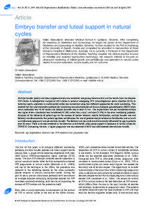 RBMOnline - Vol 14. No[removed]Reproductive BioMedicine Online; www.rbmonline.com/Article/ www.rbmonline.com/Article/2803 on web 26 April 2007