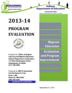 [removed]PROGRAM EVALUATION Migrant Education Prepared for: Office of English