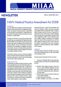 MEDICAL INDEMNITY INDUSTRY ASSOCIATION OF AUSTRALIA  NEWSLETTER ISSUE 12 - AUGUST[removed]PAGE 1