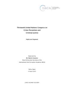 Thirteenth United Nations Congress on Crime Prevention and Criminal Justice High-Level Segment