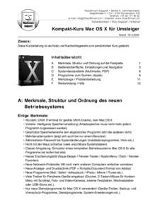 MacSimum Support • Bertie A. Lemmenmeier Zelglistrasse 5 • CH[removed]Dürrenäsch AG telefon: +[removed]e-mail: [removed] • internet: www.MacSimum.ch Datenbanken • Mac-Support • Internet