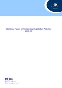 Statistical Tables on Companies Registration Activities[removed] COMMENTS : to be read in conjunction with the relevant tables.................................................................. 3 Section A - ANALYSIS OF T