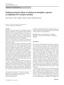Psychopharmacology DOI[removed]s00213[removed]ORIGINAL INVESTIGATION  Multigenerational effects of adolescent morphine exposure