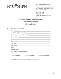 Stern Graduate Financial Aid Henry Kaufman Management Center 44 West Fourth Street, Suite[removed]New York, NY[removed]P: [removed]F: [removed]