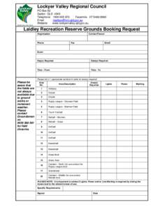 Laidley Rec Grounds Booking Request Form