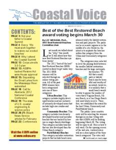 Coastal Voice THE NEWSLETTER OF THE AMERICAN SHORE & BEACH PRESERVATION ASSOCIATION CONTENTS:  PAGE 3: Not your