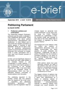 September[removed]e-brief[removed]Petitioning Parliament by Gareth Griffith