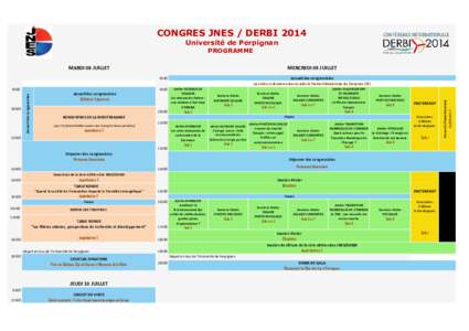 CONGRES JNES / DERBI 2014 Université de Perpignan PROGRAMME MARDI 08 JUILLET  MERCREDI 09 JUILLET