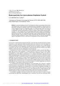 J. Phys. IV France–94  C EDP Sciences, Les Ulis DOI: jp4:  Étude spectrale d’un micro-plasma d’implosion X-pinch