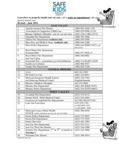 Learn how to properly install your car seat, call to make an appointment with an agency nearest you. Revised – June 2014 EAST VALLEY 1 Apache Junction Fire District