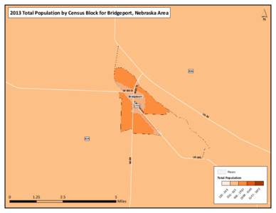 ´  2013 Total Population by Census Block for Bridgeport, Nebraska Area Main S