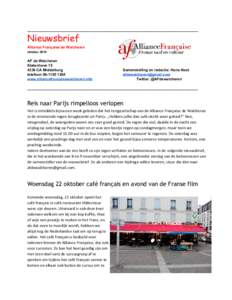 ___________________________________________________________________________________   Nieuwsbrief Alliance Française de Walcheren oktober 2014 