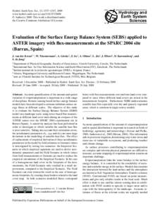 Measurement / Earth / Hydrology / Remote sensing / Heat transfer / Flux / Sensible heat / Evapotranspiration / Heat flux / Thermodynamics / Atmospheric thermodynamics / Physics