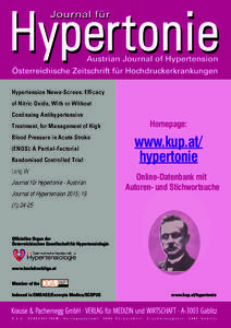 Hypertension News-Screen: Efficacy of Nitric Oxide, With or Without Continuing Antihypertensive Homepage: