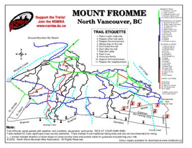 MOUNT FROMME North Vancouver, BC INTERMEDIATE to ADVANCED 5 King of the Shore (XC) *6 Griffen (Upper and Lower)