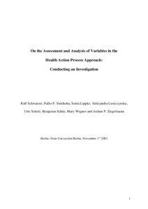 On the Assessment and Analysis of Variables in the Health Action Process Approach: Conducting an Investigation
