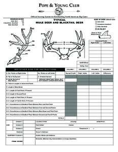 POPE & YOUNG CLUB Official Scoring System for Bowhunting North American Big Game MINIMUM SCORE mule deer 145 Columbian blacktail