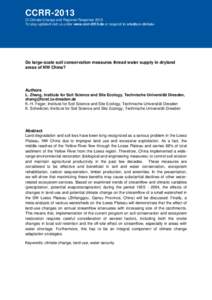 Earth / Physical geography / Geography of China / Systems ecology / Land management / Hydrology / Loess Plateau / Loess / Soil / Streamflow / Ecosystem services / Ecosystem