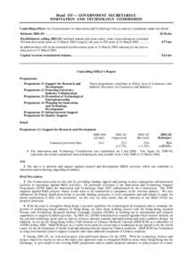 Head 155 — GOVERNMENT SECRETARIAT: INNOVATION AND TECHNOLOGY COMMISSION Controlling officer: the Commissioner for Innovation and Technology will account for expenditure under this Head. Estimate 2002–03..............