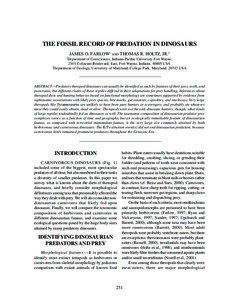 FARLOW AND HOLTZ— PREDATION IN DINOSAURS  THE FOSSIL RECORD OF PREDATION IN DINOSAURS