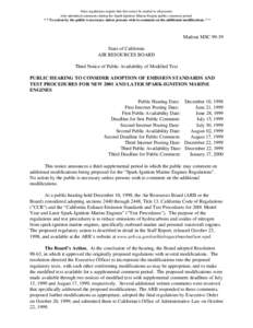 Rulemaking: [removed]Day Notice Hearing To Consider Adoption of Emission Standards and Test Procedures For New 2001 And Later Spark Ignition Marine Engines