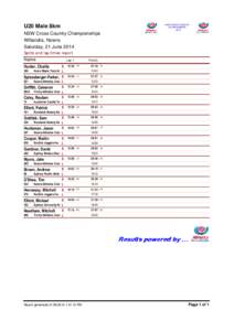 U20 Male 8km NSW Cross Country Championships Willandra, Nowra Saturday, 21 June 2014 Splits and lap times report