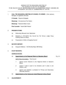 Inaugural Council Agenda - December 1, 2014