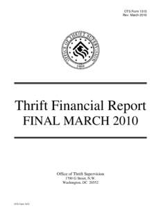 Thrift Financial Report, Form 1313, March 11, 2010