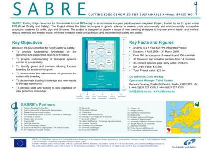 SABRE “Cutting Edge Genomics for Sustainable Animal BREeding” is an innovative four-year pan-European Integrated Project, funded by an EU grant under FP6 (Food Quality and Safety). The Project utilises the latest tec