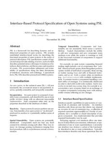 Interface-Based Protocol Specification of Open Systems using PSL Doug Lea Jos Marlowe  SUNY at Oswego / NY CASE Center