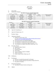 UAA Assembly Agenda May 8, 2014 1:00 - 3:30 p.m. ADM 204