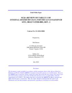 SC&A REVIEW OF TABLE 5-1 OF INTERNAL DOSIMETRY DATA FOR THE SAVANNAH RIVER SITE, ORAUT OTIB 0081, REV. 2