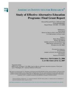 At-risk students / Education theory / Education policy / WestEd / No Child Left Behind Act / Education / Alternative education / Alternative school