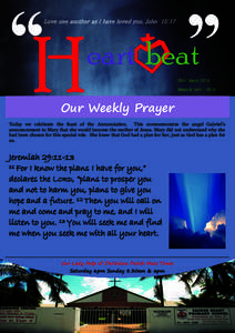 ‘‘Heart beat’’ Love one another as I have loved you. John 15:17 25th MarchWeek 9 Term