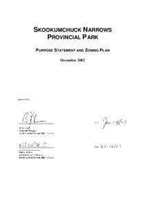 SKOOKUMCHUCK NARROWS PROVINCIAL P ARK PURPOSE STATEMENT AND ZONING PLAN