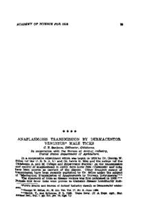 Anaplasmosis / Parasitism / Parasitology / Singles / Zoology / Anaplasma / Dermacentor / Cattle / Ticks of domestic animals / Ticks / Biology / Rickettsiales