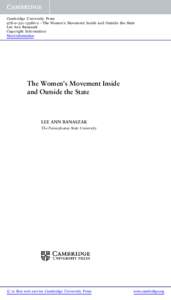 Cambridge University Press2 - The Women’s Movement Inside and Outside the State Lee Ann Banaszak Copyright Information More information