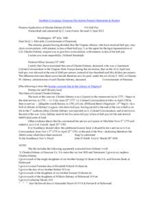 Southern Campaign American Revolution Pension Statements & Rosters Pension Application of Charles Dabney R13624 VA Half-Pay Transcribed and annotated by C. Leon Harris. Revised 11 June[removed]Washington 30th July, 1849. D