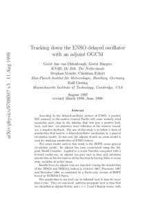 Tropical meteorology / Atmospheric dynamics / Oceanography / Aquatic ecology / Global climate model / Sea surface temperature / El Niño-Southern Oscillation / Climatology / Rossby wave / Atmospheric sciences / Meteorology / Physical oceanography