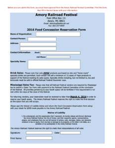 Before you can submit this form, you must have approval from the Amory Railroad FesƟval CommiƩee. Print this form, then fill in the text boxes with your informaƟon. 
