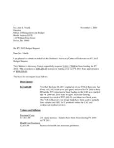 Ms. Ann S. Visalli Director Office of Management and Budget Haslet Armory-D57E 122 William Penn Street Dover, De[removed]